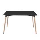 Life Interiors Single Halo Wooden Rectangular Dining Table, Black