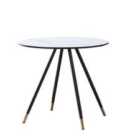Life Interiors Single Dorchester Lux Round Marble Effect Dining Table, White