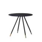 Life Interiors Single Dorchester Lux Round Marble Effect Dining Table, Black