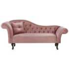 Beliani Left Hand Chaise Lounge Velvet Pink Lattes