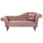 Beliani Right Hand Chaise Lounge Velvet Pink Lattes