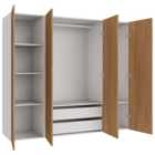 Wickes Claydon Oak Slab 3 Cabinet Quad Wardrobe with Shelves & Drawers - 1800 x 2000mm