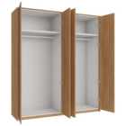 Wickes Claydon Oak Slab 4 Cabinet Quad Wardrobe with Rail, Plinth & Panels - 2333 x 2036mm