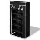 Vidaxl Fabric Shoe Cabinet With Cover 58 X 28 X 106 Cm Black