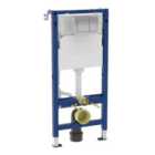 Geberit Alpha 1120Mm Frame & Cistern, Plus Square Flush Plate