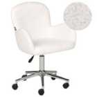 Beliani Desk Chair Swivel PRIDDY Boucle Off-White
