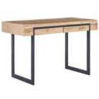 Beliani Home Office Desk VIDA Light Brown 120 cm 55 cm with Storage