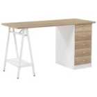 Beliani Home Office Desk HEBER Brown/ White 140 cm 60 cm with Storage