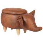 Beliani Faux Leather Storage Animal Stool Brown Elephant