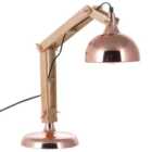 Beliani Desk Lamp SALADO Adjustable Wood Copper