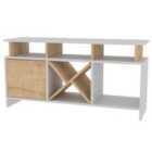 Decorotika Aurburn Tv Unit Tv Stand Tv Cabinet Storage With Open Shelves And Cabinet - White And Sapphire Oak