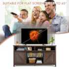 Costway Sliding Barn Door Farmhouse Flat Screen Console For 65 Inch Tvs-dark Brown