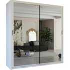 Sliding Wardrobes 4U Double Sliding Mirror Wardrobe - White 180cm