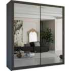 Sliding Wardrobes 4U Double Sliding Mirror Wardrobe - Grey 120cm
