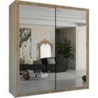Sliding Wardrobes 4U Double Sliding Mirror Wardrobe - Oak 120cm