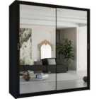 Sliding Wardrobes 4U Double Sliding Mirror Wardrobe - Black 120cm