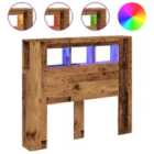 vidaXL LED Headboard Old Wood 120x18.5x103.5 cm Engineered Wood (857684)