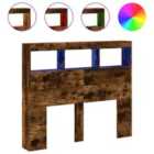 vidaXL Headboard Cabinet with LED Smoked Oak 120x17x102 cm (839193)