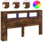 vidaXL LED Headboard Smoked Oak 180x18.5x103.5 cm Engineered Wood (837362)