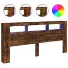 vidaXL LED Headboard Smoked Oak 220x18.5x103.5 cm Engineered Wood (837376)