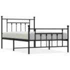vidaXL Metal Bed Frame with Headboard and Footboard Black 107x203 cm (353551)