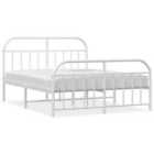 vidaXL Metal Bed Frame with Headboard and Footboard White 150x200 cm (353704)