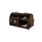 COSTWAY 2 Compartments Pet Travel Carriers with Removable Hammocks and Mats-Brown