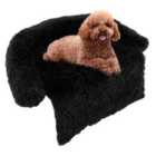 COSTWAY Fluffy Dog Mat Couch Cover Protector with Detachable Washable Cover and Anti-slip Bottom-Black-S