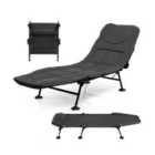 Costway Folding Camping Cot with Detachable Mattress and 6-Position Adjustable Backrest-Grey