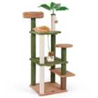 Costway 152cm Cute Cat Tree with Sisal Scratching Posts and Rope, Plush Perch-Green