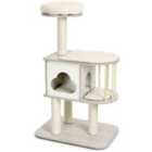 Costway Modern Wooden Cat Tower with Platform-Grey