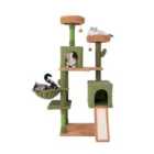 Costway 160 cm Multi-level Cactus Cat Tree for Indoor Cats with Scratching Posts-Green