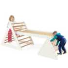 Costway 3 in 1 Climbing Toy Set with 2 Triangle Ladders and Double-Sided Ramp-White