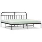 vidaXL Metal Bed Frame with Headboard Black 193x203 cm (353641)