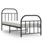vidaXL Metal Bed Frame with Headboard and Footboard Black 75x190 cm (353643)