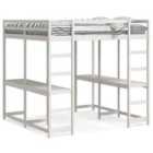 vidaXL Loft Bed with Desk and Ladder White 180x200 cm Super King Solid Wood Pine (3284231)