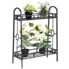 Costway 2 Tier Metal Plant Stand Indoor Outdoor Flower Pots Display Rack Shelf