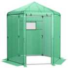 Costway 214 x 183 x 227 cm Walk-In Greenhouse with PE Cover and Metal Frame