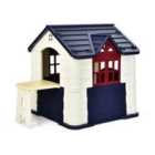 Costway Outdoor Cottage Pretend Play Center with Picnic Table and Food Toy Set-Blue