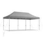 Costway 6 x 3m Pop Up Gazebo with 3 Height Positions and Wheeled Storage Bag-Grey