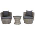 Beliani Bistro Set With Cushions Capri Pe Rattan Grey