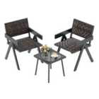 Costway Patio Table and Chairs Set with Quick-Drying Foam for Porch and Balcony-Brown