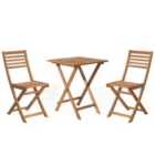 Beliani Bistro Set Folding Fiji Wood Light Brown