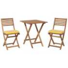 Beliani Bistro Set With Cushions Fiji Wood Yellow