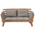 Beliani Garden Bench With Cushion Portici 210cm Eucalyptus Wood Light Brown/ Taupe