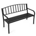 Costway Outdoor Bench 127cm Garden Bench with Slatted Backrest-Black
