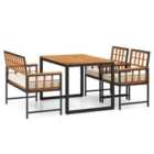Costway 4 Pieces Acacia Wood Patio Dining Set with 1 Rectangular Table-Brown