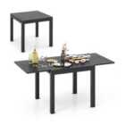 Costway Patio Expandable Dining Table Rectangular Aluminum Dining Table for 4-6 Person-Grey