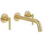 Beliani Wall Mounted Basin Mixer Tap Ishinca Brass Gold