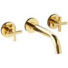 Beliani Wall Mounted Basin Mixer Tap Kaieteur Brass Gold